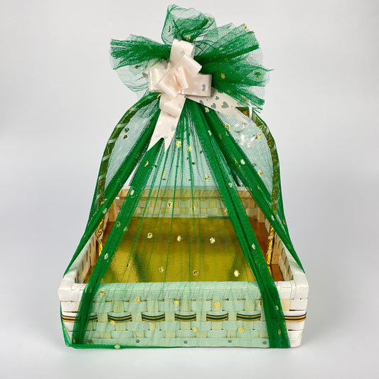 Handmade Square Gift Basket with Green Decorative Net – Versatile Gifting Solution