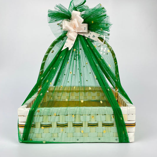 Handmade Square Gift Basket with Green Decorative Net – Versatile Gifting Solution