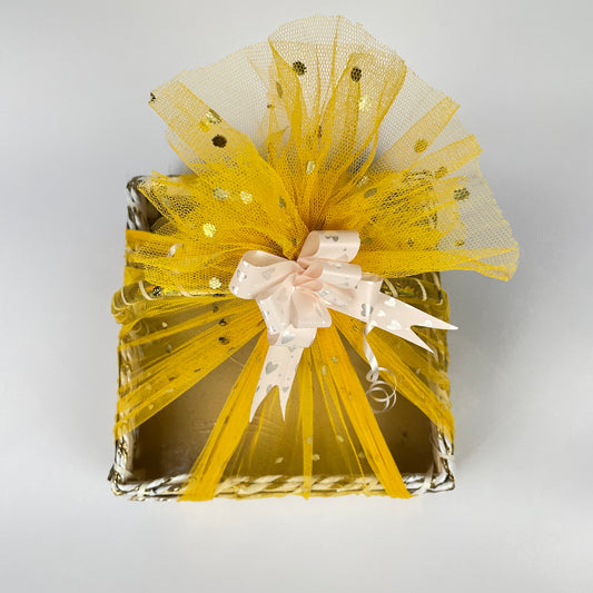 Handmade Square Gift Basket with Golden Decorative Net – Versatile Gifting Solution