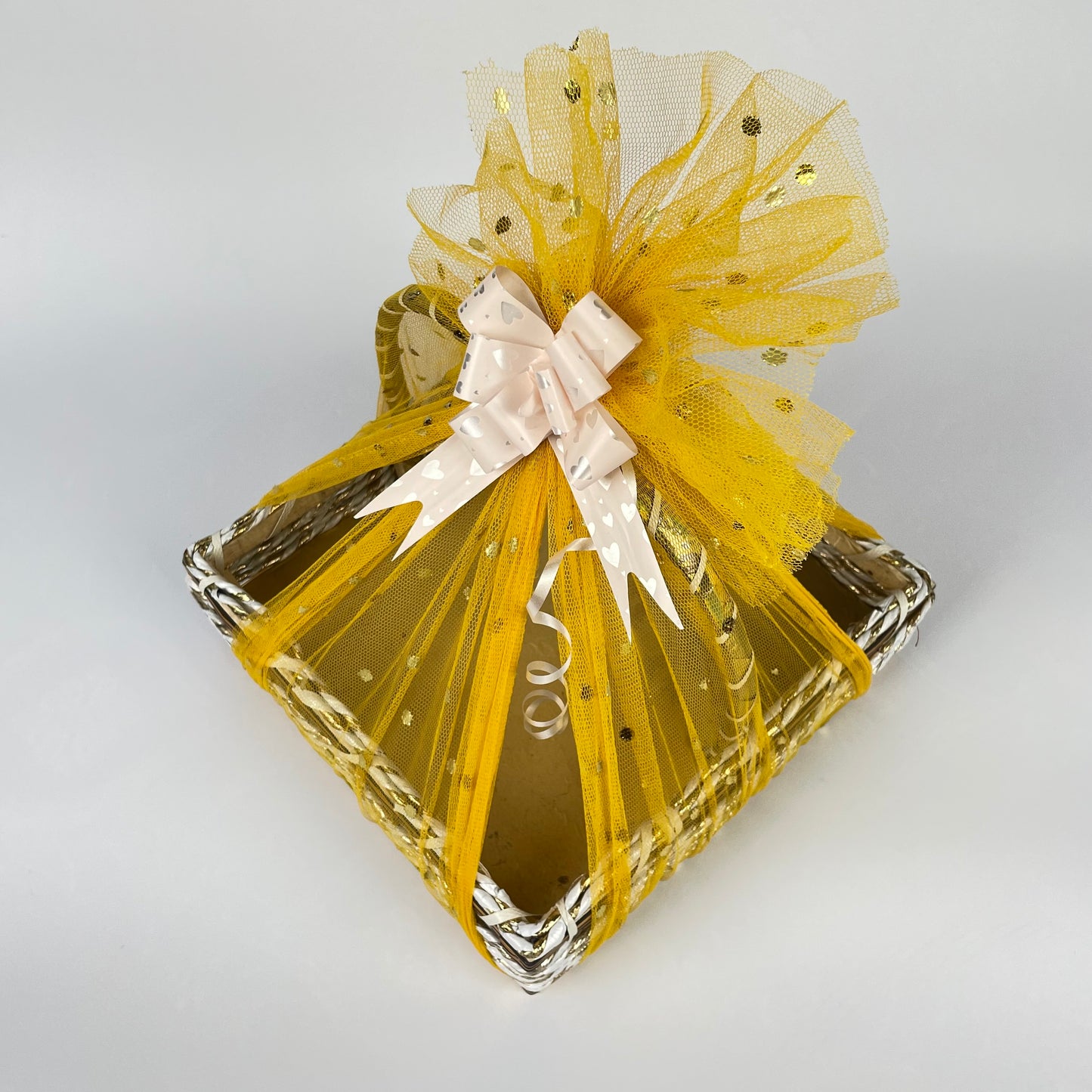 Handmade Square Gift Basket with Golden Decorative Net – Versatile Gifting Solution