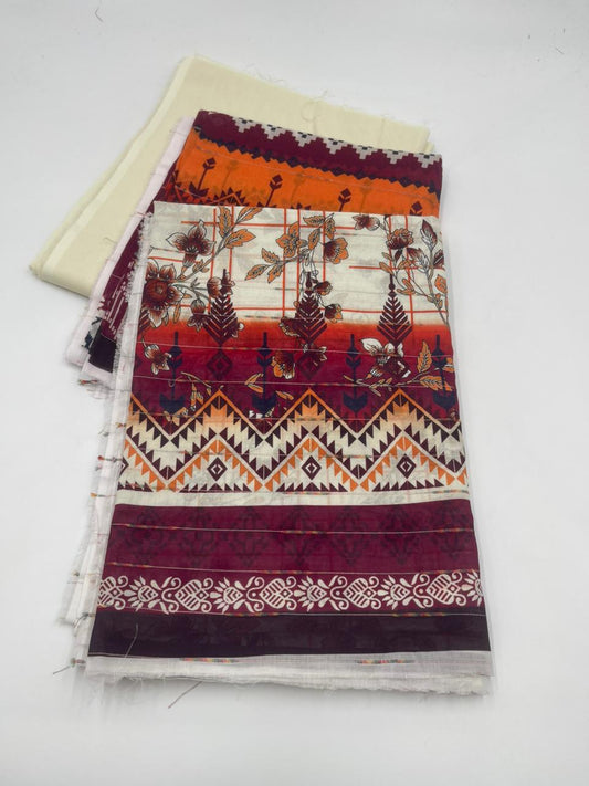 Traditional fabric with intricate patterns on a white background
