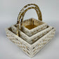 Set of 3 Handmade Square Gift Baskets made with White Strap