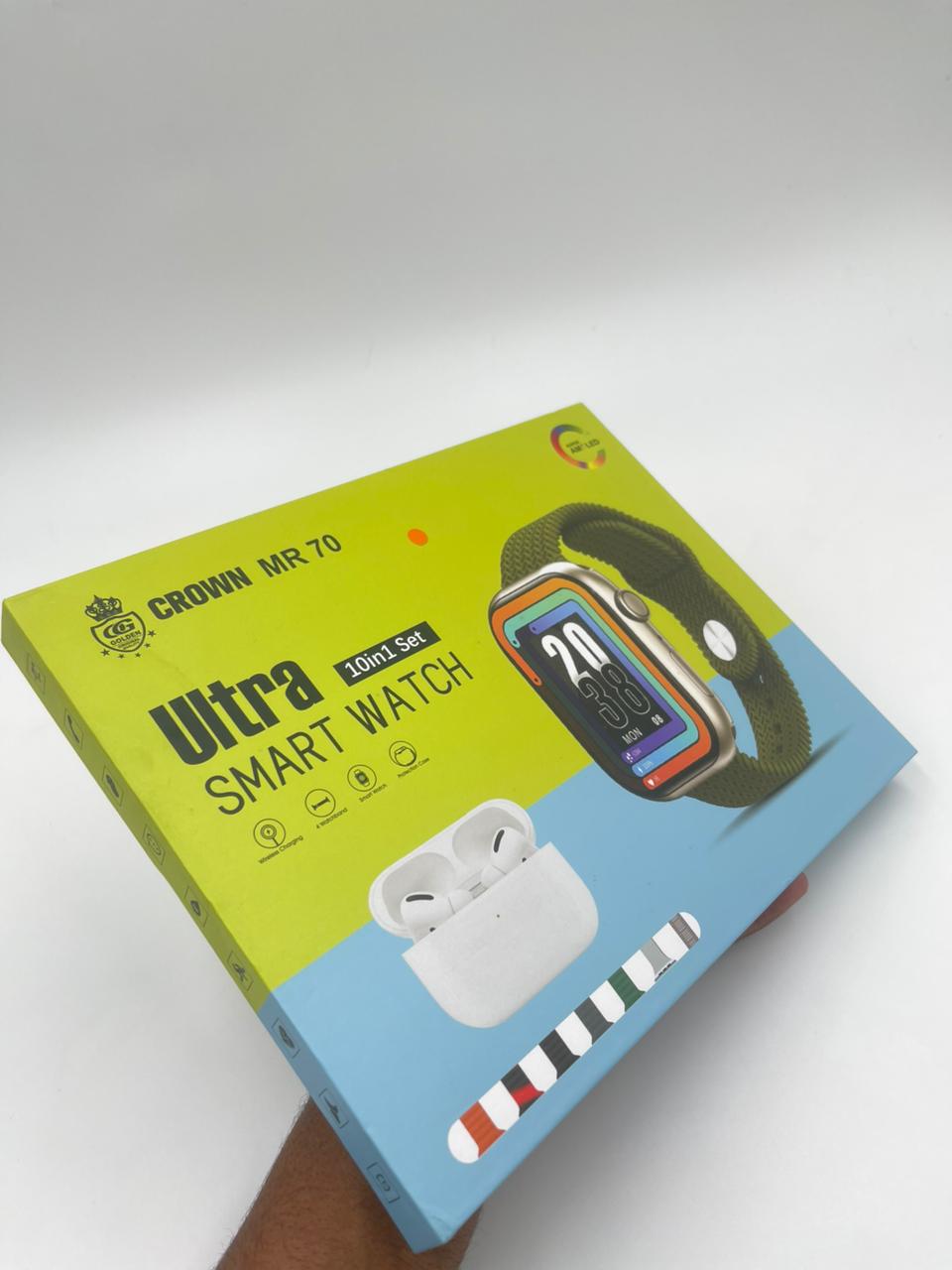 CROWN SMART WATCH WITH AIRPODS PRO2 10 IN 1